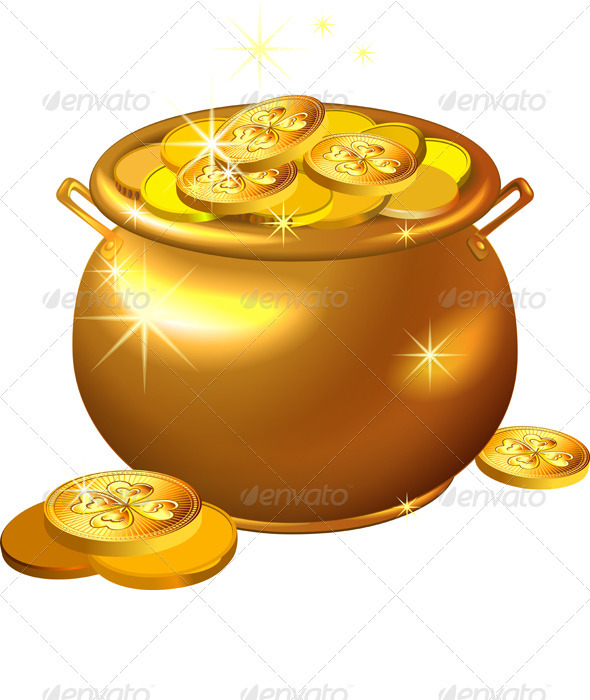 Vector St. Patrick`s Day Gold Pot with Coins
