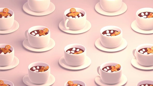 Gingerbread Man In Hot Chocolate Pattern