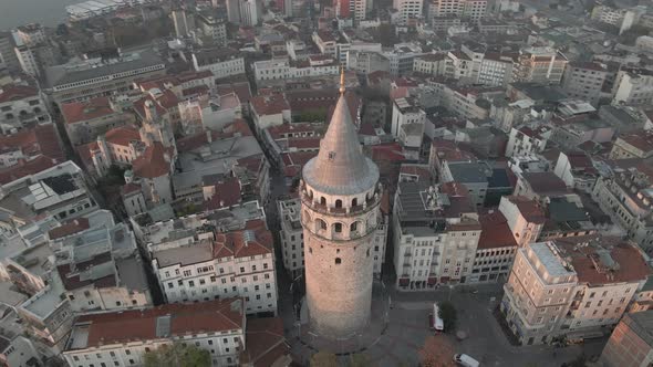 Galata Tower Aerial at beautiful sunrise