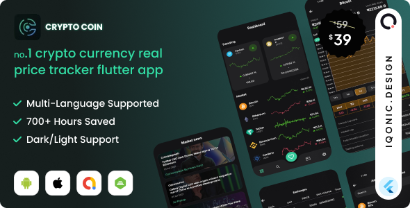 CryptoCoin: Flutter Full Crypto Currency App for Live Tracking of Prices