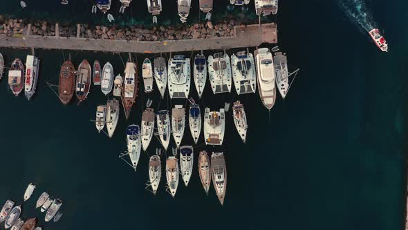 Marina on Hydra Island in Greece Top View