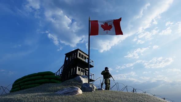 Soldier Guarding the Watch at the Canadian Border