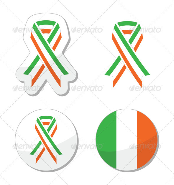 Irish Ribbon Flag Labels - St Patricks Day