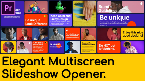 Elegant Multiscreen Slideshow MOGRT for Premier Pro