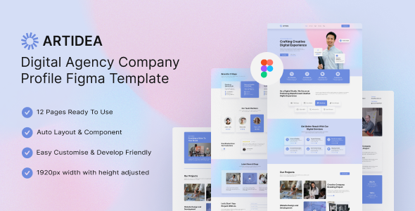 Artidea – Digital Agency Company Profile Figma Template – 0 Sold!