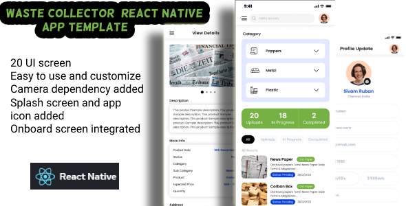 Waste collector react native app template