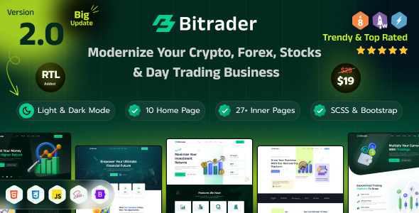 Bitrader - Crypto, Stock and Forex Trading Business HTML Template