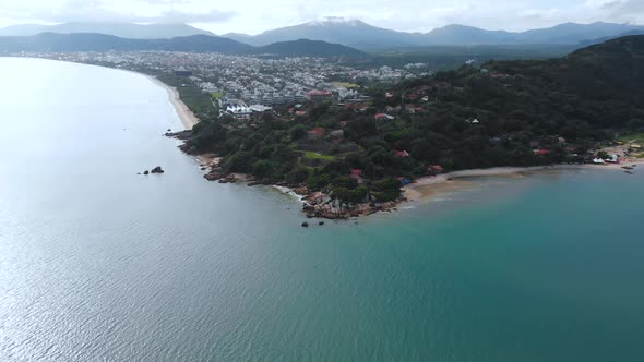 Atlantic ocean Coast, Hills (Florianopolis, Santa Catarina, Brazil) Aerial view