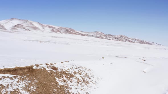 Drone Video of a Mountain Landscape in the Cold Season