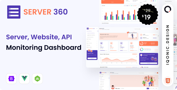 Server360 - Server Monitoring Admin Dashboard (VueJS, HTML)