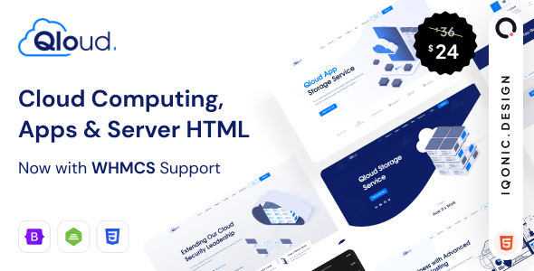 Qloud - Cloud Computing, Apps & Server HTML, WHMCS, Vue & Angular Template