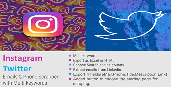 Twitter & Instagram Phones And eMails Extractor Pro