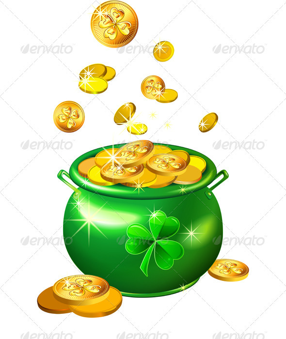 Vector St. Patrick's Day Green Pot With Gold Coins