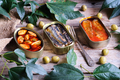 Assorted tin cans with rustic background - PhotoDune Item for Sale
