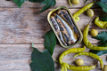Can of sardines in olive oil, chilli peppers and olives - PhotoDune Item for Sale