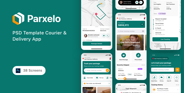 Parxelo - PSD Template Courier & Delivery App