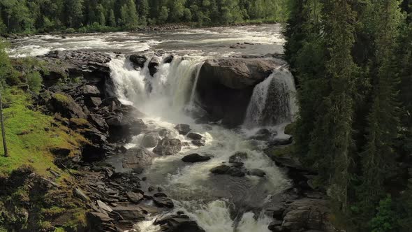 Ristafallet Waterfall in the Western Part of Jamtland