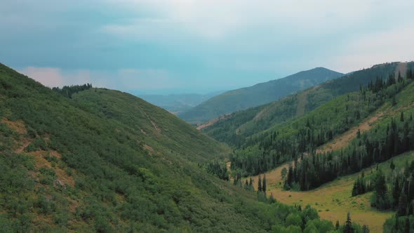 Lush Green Mountain Hills With Bush And Forest. - aerial. Park City. Utah.