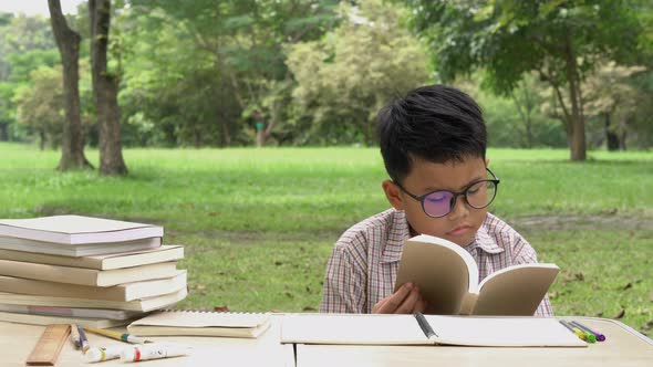 Boy reading book