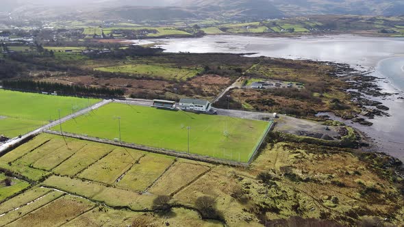 Aerial View of Football Pitch in Ardara County Donegal  Ireland