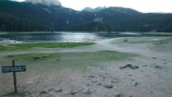 Aerial View Black Lake in Montenegro Mountain Crno Jezero in Durmitor Park