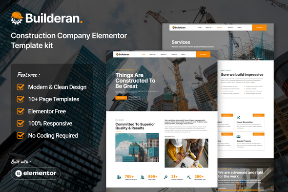 Builderan - Construction Company Elementor Template kit