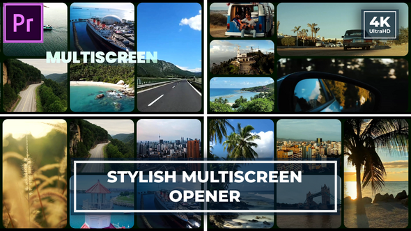 Charming Multiscreen Opener | Split Screen Gallery Intro |Typography Slideshow MOGRT for Premier Pro