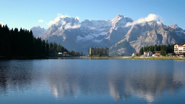 Lake Misurina with Dolomites Mountain in Italy