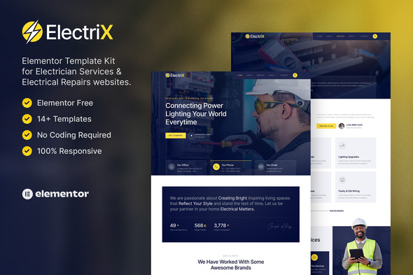 Electrix – Electrician Services & Electrical Repairs Elementor Template Kit