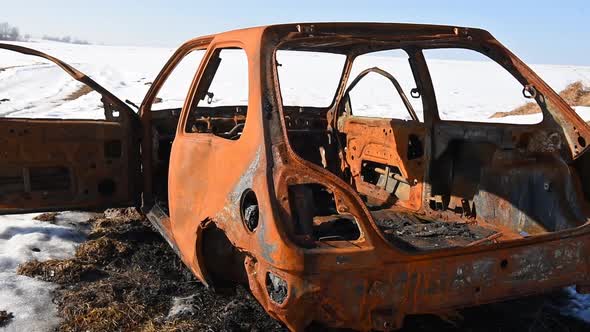 Burnt Car In Winter