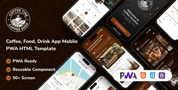 CoffeeTime | Coffee, Food, Drink Mobile PWA HTML Template