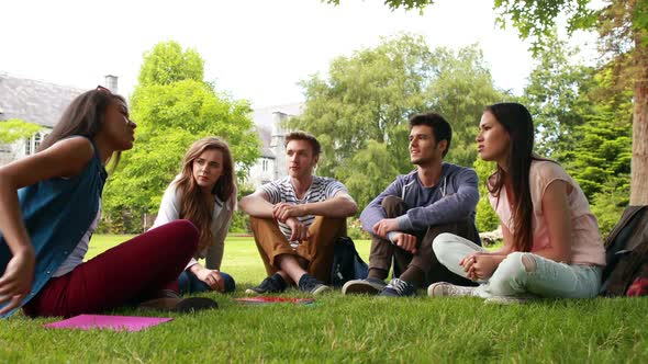 Friends Sitting on the Grass and Speaking