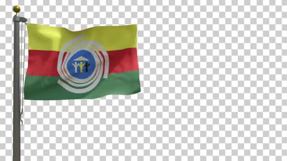 Araguaina City Flag (Brazil) on Flagpole with Alpha Channel - 4K