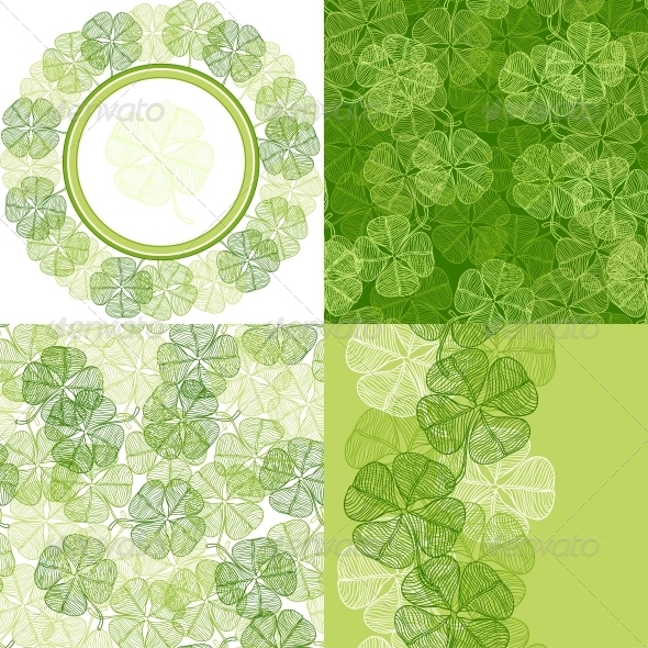 Patterns and backgrounds with clover leaves.
