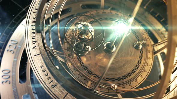 Armillary Sphere And Zodiac Astrology Signs On Background Of Starry Sky alt