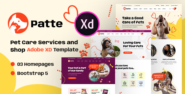 Patte | Pet Care Services Adobe XD Template