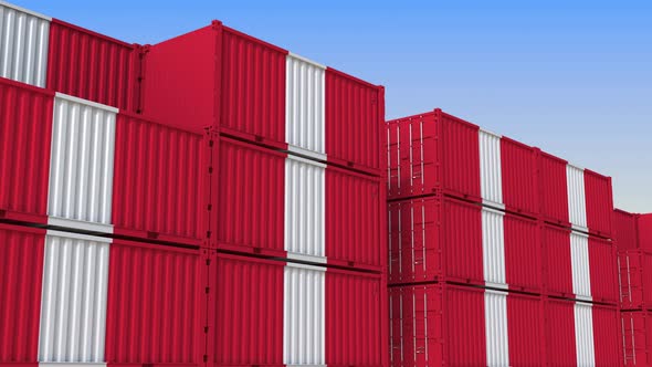 Containers with Flag of Peru