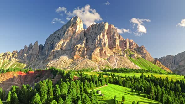 Majestic Passo delle Erbe in Dolomites, aerial view