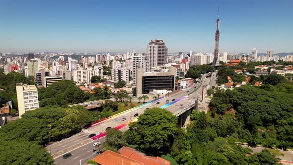 Sumare Viaduct at downtown Sao Paulo Brazil. Tourism landmark.