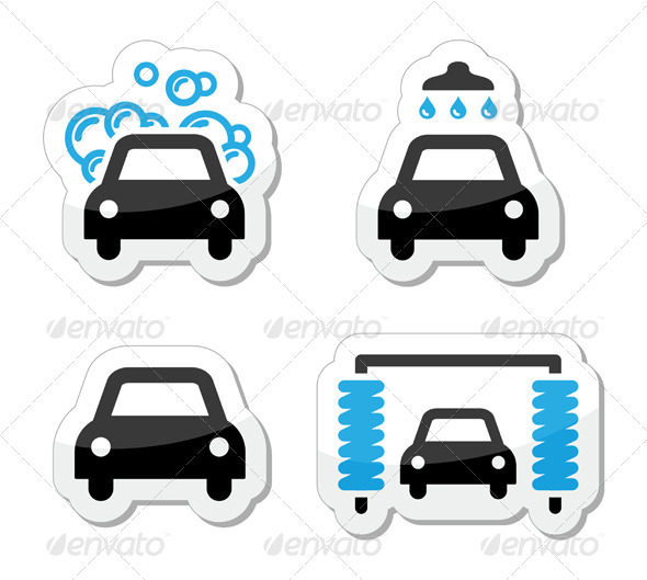 Car Wash Icons Set - Vector