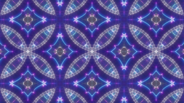 Blinking Lights Neon Kaleidoscope Background Loop 4K 05