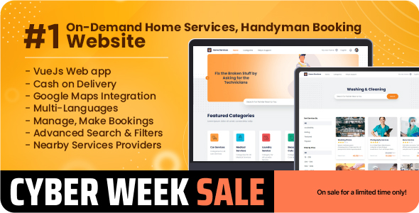 Customer Website For On-Demand Home Services, Business Listing, Handyman Booking