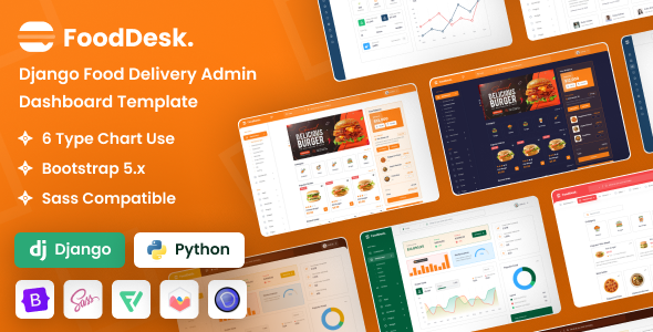 FoodDesk - Django Food Delivery Admin Dashboard Bootstrap Template