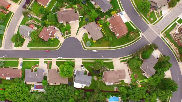 Aerial drone view of the suburbs