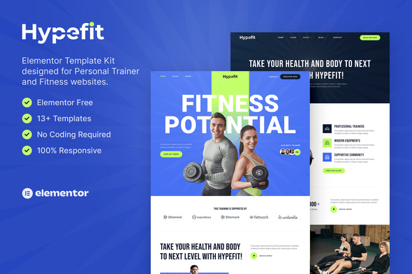 Hypefit – Personal Trainer & Fitness Elementor Template Kit