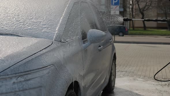 Fotage of Washing Car Manual Car Wash