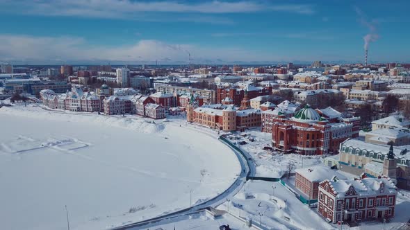 Aerial View Of The Sights Of Yoshkar Ola, Winter Russia