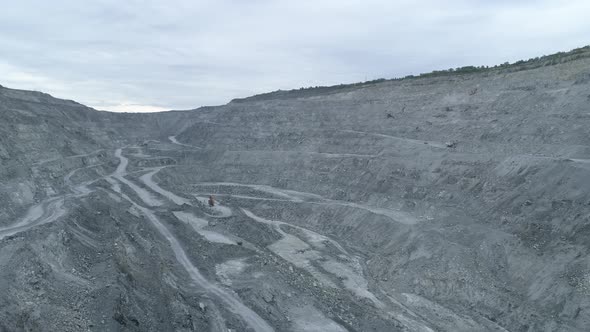 Aerial View of Huge Asbestos Quarry in The Asbest City