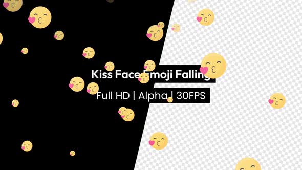 Happy Face Blowing A Kiss Emoji Falling with Alpha
