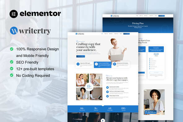 Writertry - Content Writing Service Agency Elementor Kit